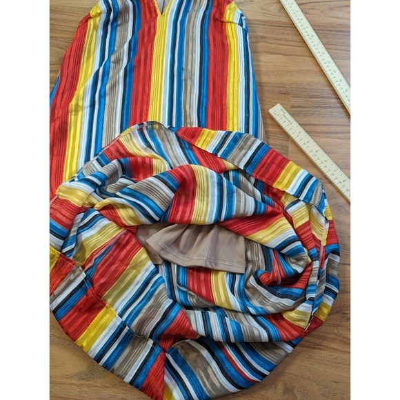 70's Style Striped Satin Maxi Dress Flowy Womens Festival A7 - Picture 14 of 15